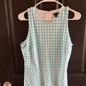 Blue and White Gingham Sleeveless Dress